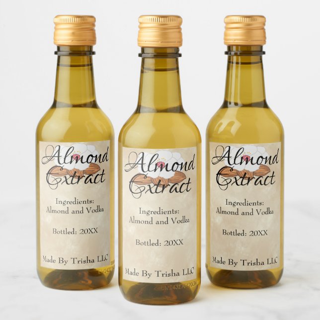 Etiqueta de aceite del extracto de almendra del pe (Botellas)