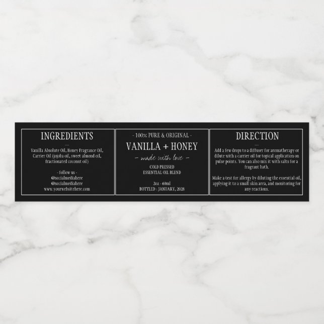 Etiqueta de aceite esencial (Etiqueta única)