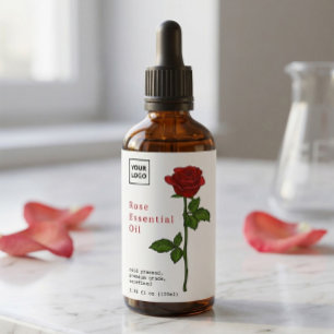 Etiqueta de Aceite Esencial de Rosa Roja Vintage P