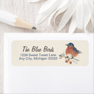 Etiqueta de acuarela de Bluebird