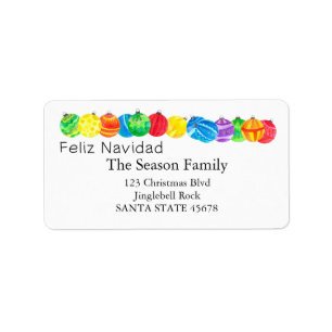 Etiqueta de acuarela de Feliz Navidad pintada a ma