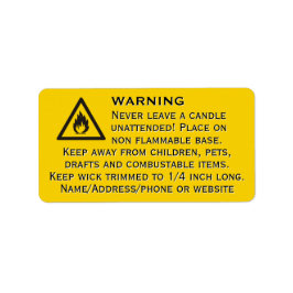 Etiqueta de advertencia amarilla de las velas de c