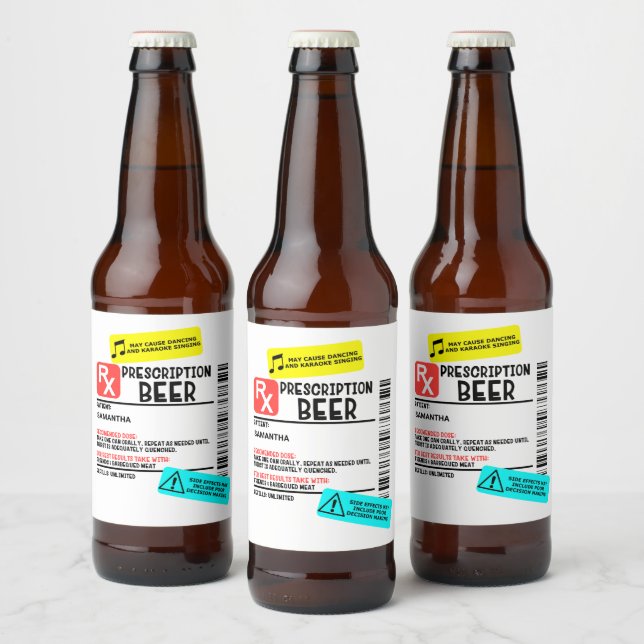 Etiqueta de advertencia de cerveza de prescripción (Botellas)