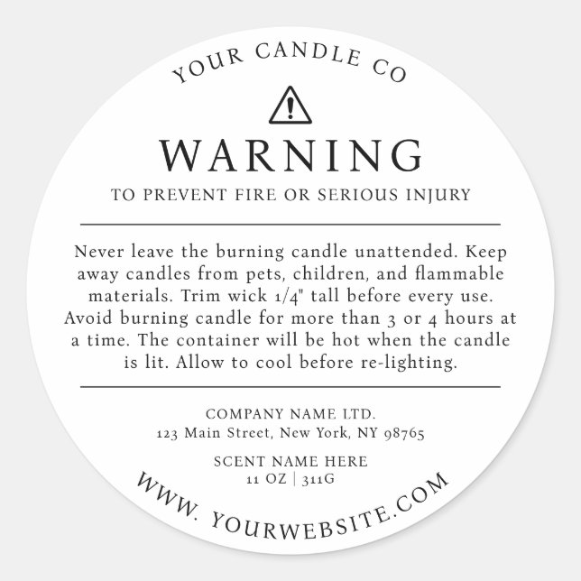 Etiqueta de advertencia de embalaje de velas moder (Anverso)