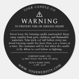 Etiqueta de advertencia de empaquetado de velas mo