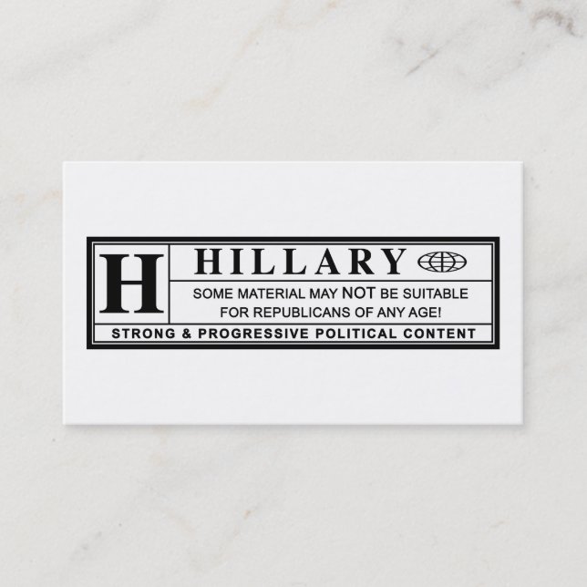 Etiqueta de advertencia de Hillary Clinton (Anverso)