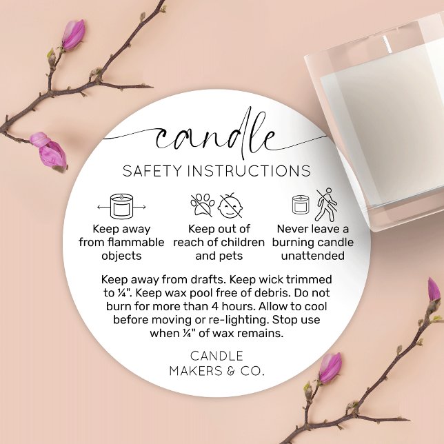 Etiqueta de advertencia de velas con guión moderno (Subido por el creador)