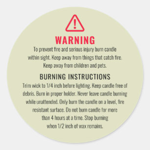 Etiqueta de advertencia de velas e instrucciones d
