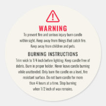 Etiqueta de advertencia de velas e instrucciones d
