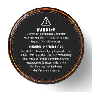 Etiqueta de advertencia de velas e instrucciones d