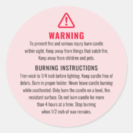 Etiqueta de advertencia de velas e instrucciones d