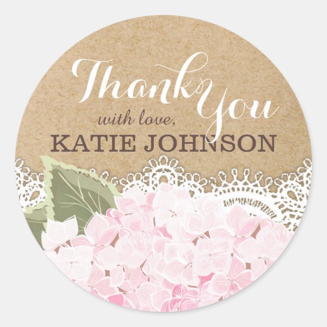 Etiqueta de agradecimiento a Hydrangea Lace Kraft (Anverso)