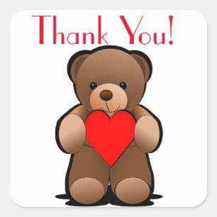 Etiqueta de agradecimiento a Teddy Bear and Heart