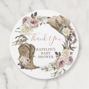 Etiqueta de agradecimiento de Baby Shower de Cowgi