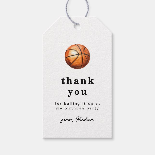 Etiqueta de agradecimiento de baloncesto (Anverso)