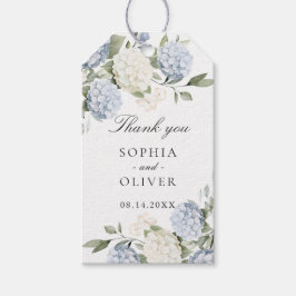 Etiqueta de agradecimiento de boda de hortensias a