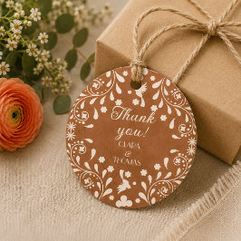 Etiqueta de agradecimiento de boda de terracota fl