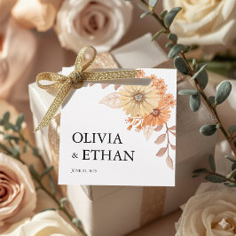 Etiqueta de agradecimiento de boda floral albarico