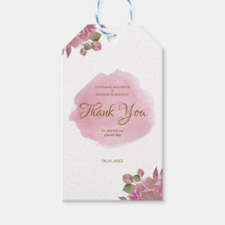 Etiqueta de agradecimiento de boda floral rosa pol