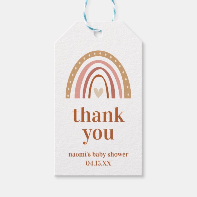 Etiqueta de agradecimiento de Boho Rainbow Baby Sh (Anverso)