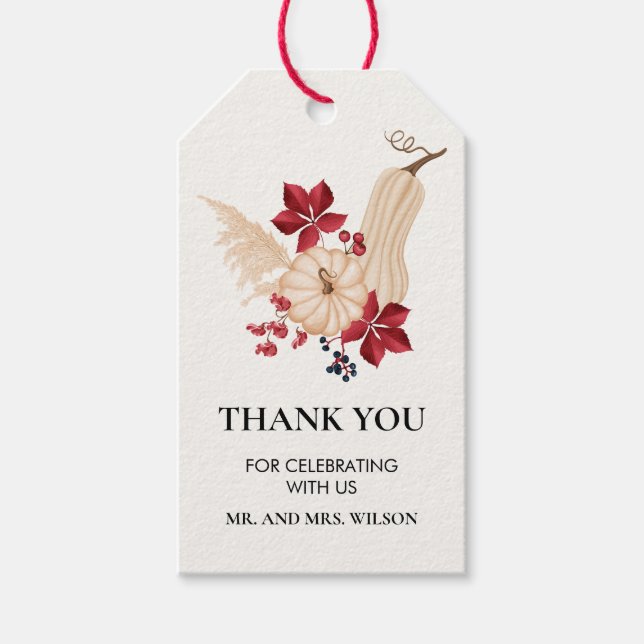 Etiqueta de agradecimiento de calabaza de otoño el (Anverso)