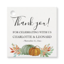 Etiqueta de agradecimiento de calabazas de otoño