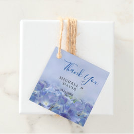 Etiqueta de agradecimiento de flores azules de hor
