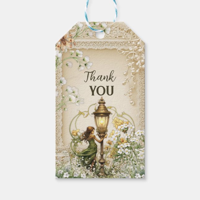 Etiqueta de agradecimiento de hada encantada - Enc (Anverso)