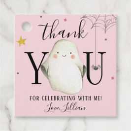 Etiqueta de agradecimiento de Halloween rosa