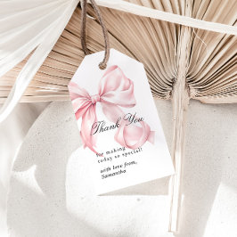 Etiqueta de agradecimiento de lazo rosa Coquette L