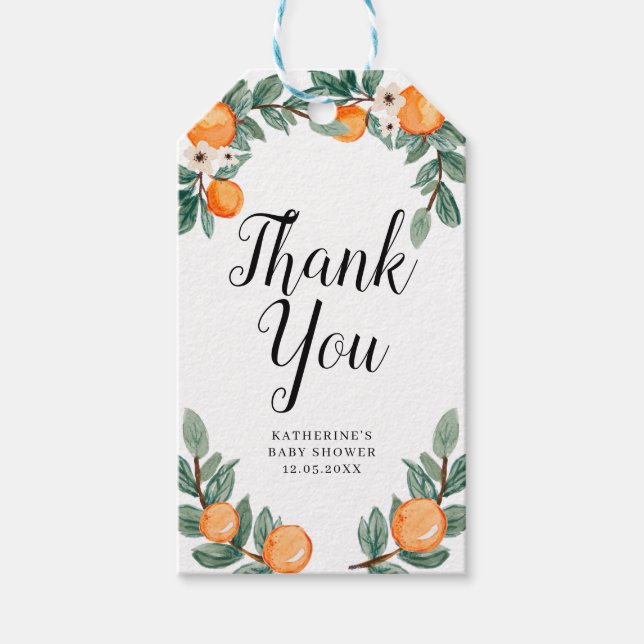 Etiqueta de agradecimiento de naranjas gemelos Bab (Anverso)