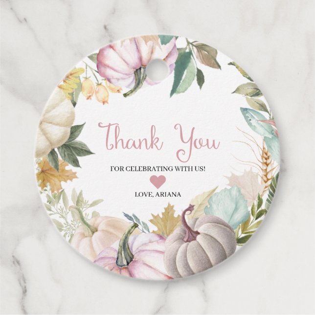 Etiqueta de agradecimiento de otoño de calabaza (Anverso)