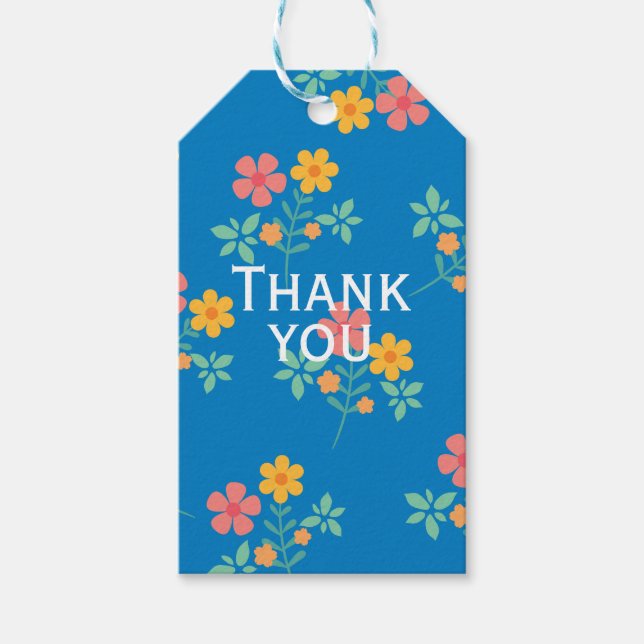 Etiqueta de agradecimiento de patrón de ramo vinta (Anverso)