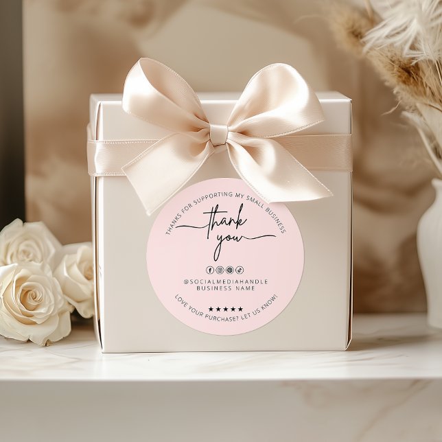 Etiqueta de agradecimiento de Pegatina rosa de Rub (Custom Blush Pink Sticker Thank You Label)