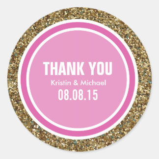 Etiqueta de agradecimiento de Purpurina de oro y r