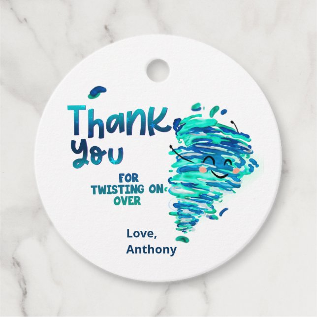 etiqueta de agradecimiento de tornado (Anverso)