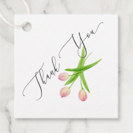 Etiqueta de agradecimiento de tulipán rosa para bo
