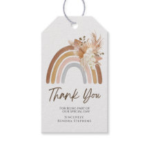Etiqueta de agradecimiento del arcoiris del Boho
