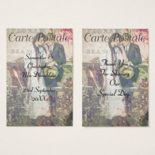 Etiqueta de agradecimiento del boda de postales de