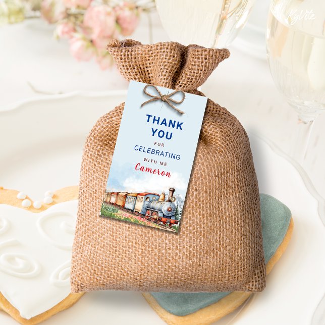 Etiqueta de agradecimiento del cumpleaños del tren (Subido por el creador)