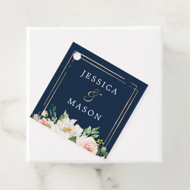 Etiqueta de agradecimiento Navy Blue Gold Blush (In situ)