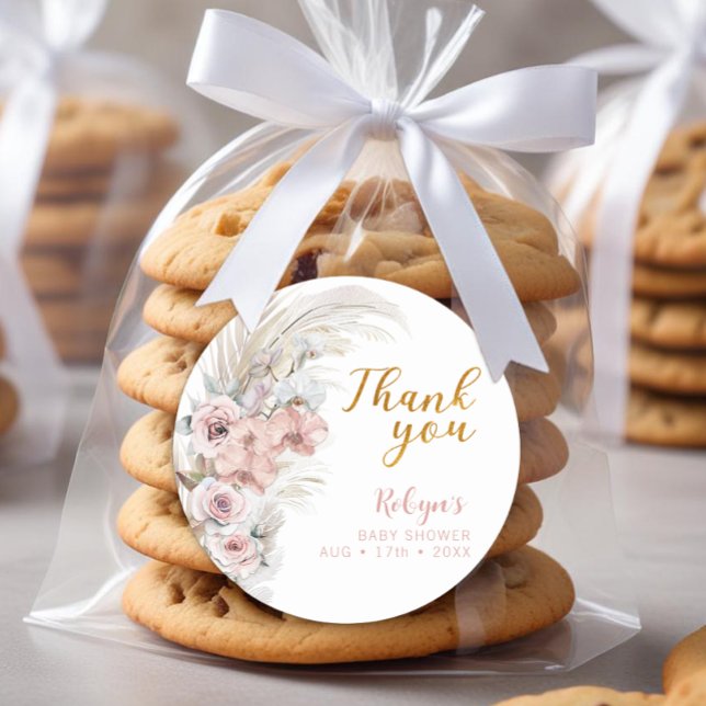 Etiqueta de agradecimiento para Baby Shower Boho P (Baby Shower Favor Sticker)