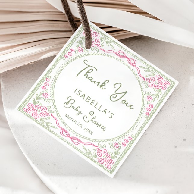Etiqueta de agradecimiento para baby shower de niñ (Subido por el creador)