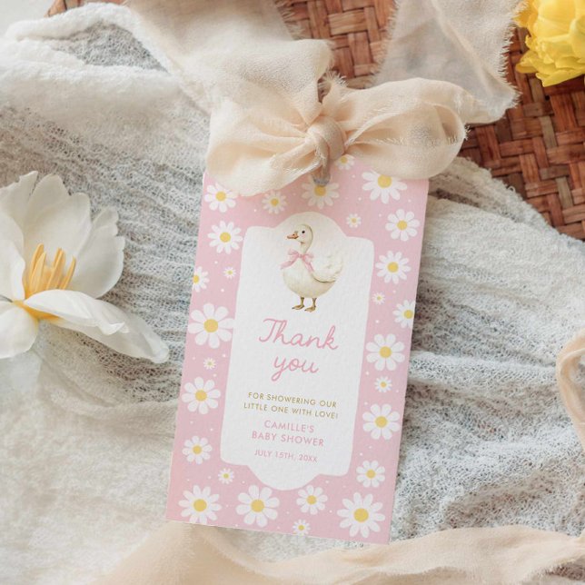 Etiqueta de agradecimiento para baby shower Pink S (Pink Silly Goose Thank you Favor Tag)