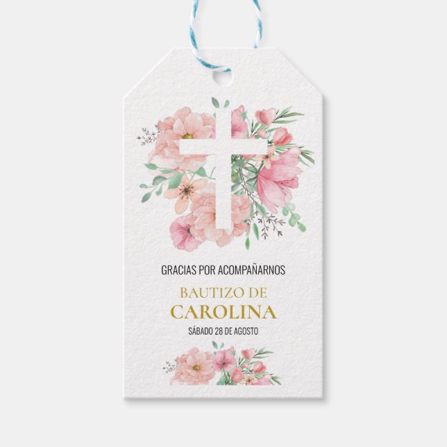 Etiqueta de agradecimiento para bautizo (Anverso)