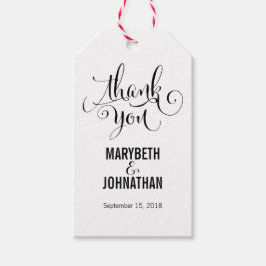 Etiqueta de agradecimiento para boda con guión de