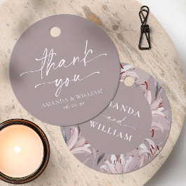 Etiqueta de agradecimiento para boda de lirio blan