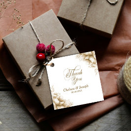Etiqueta de agradecimiento para boda floral neutra