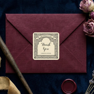 Etiqueta de agradecimiento para boda medieval vint