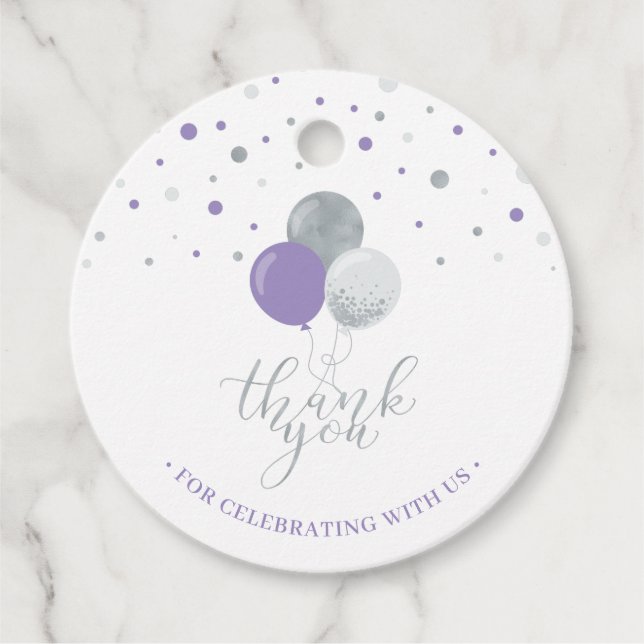 Etiqueta de agradecimiento para fiesta con globos  (Anverso)